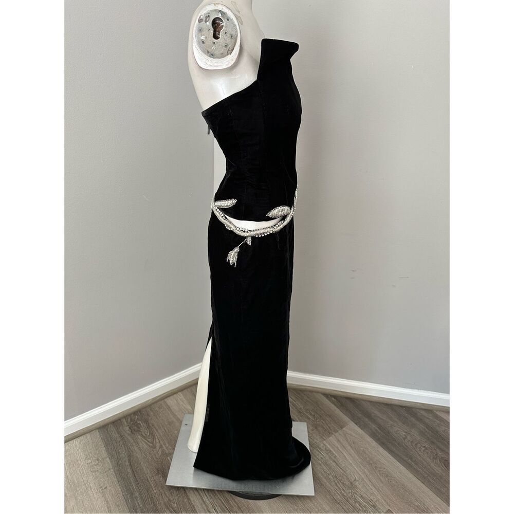 Strapless Black Maxi Dress with Embellished Waist - Picture 10 of 13